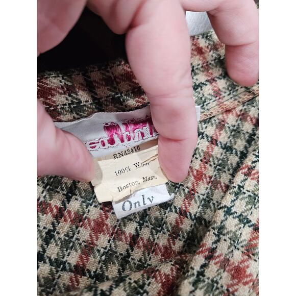 Vintage Century of Boston Plaid Midi Wool Skirt Size 12 Cream Green Pink Pleated - Picture 3 of 7